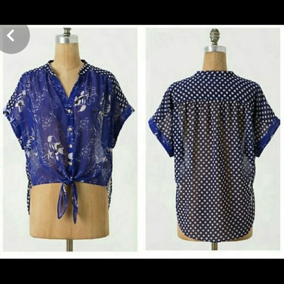 Leifnotes Anthropologie Sheer Printed Blouse - Picture 6 of 7